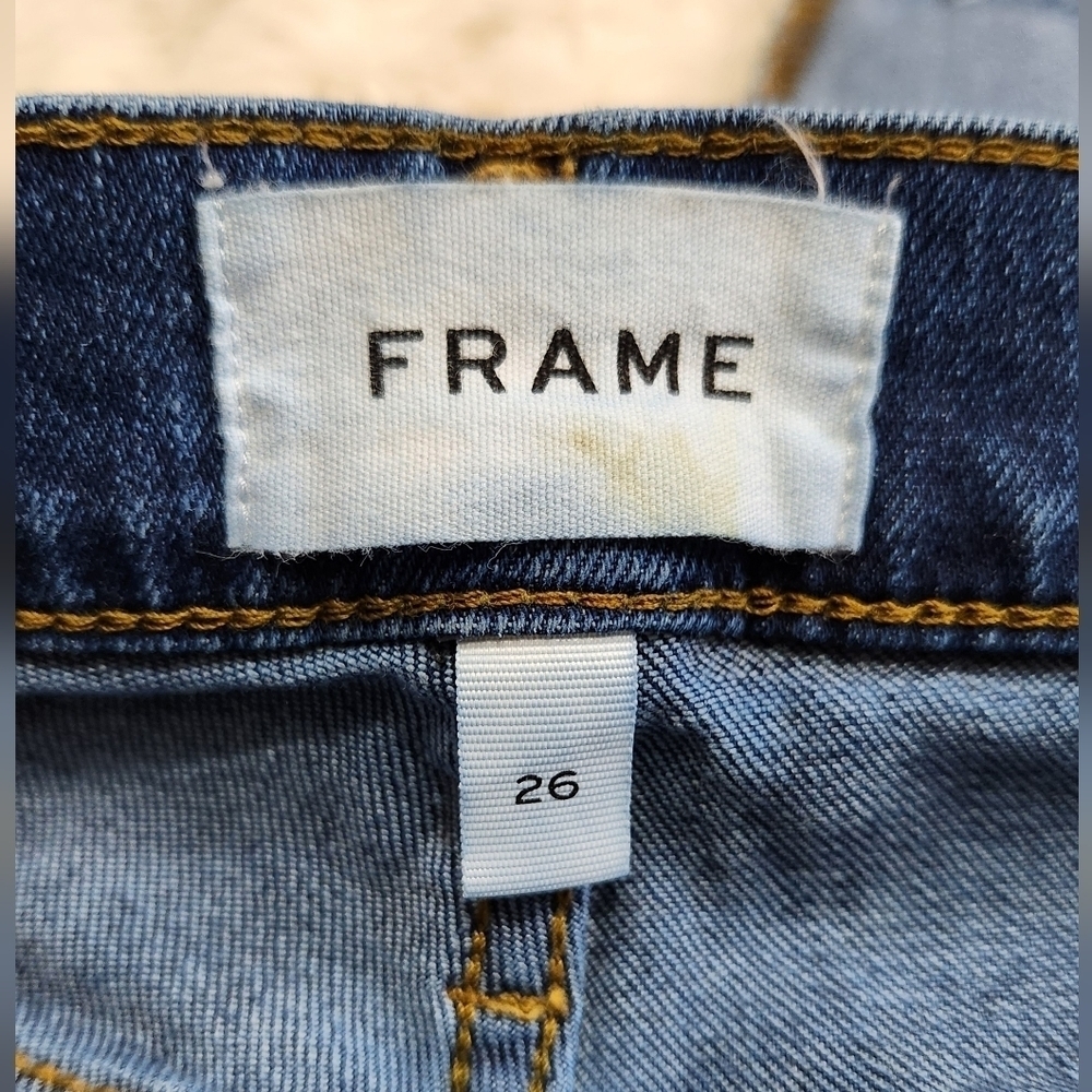 FRAME Denim Women's Le Sylvie Crop High Rise Straight Leg Jeans Sz 26 Distressed - Picture 3 of 15